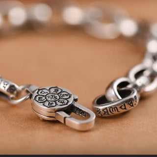 Buddha Gift 925 Sterling Silver Six True Words Wisdom Calm Bracelet
