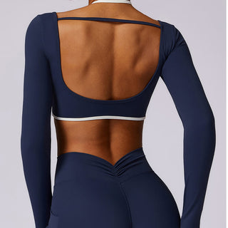 Buddha Gift Solid Color Halter Neck Bra Long Sleeve Crop Tank Top Pants Sports Fitness Gym Yoga Outfits