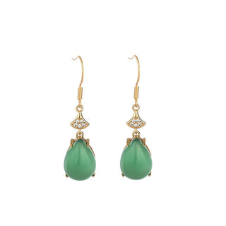 Buddha Gift Cyan Jade Luck Drop Earrings
