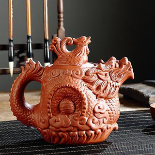 Buddha Gift Vintage Dragon Phoenix Ceramic Teapot