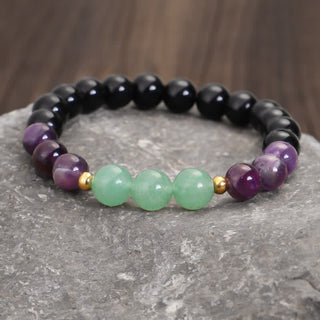 Buddha Gift 108 Mala Beads Amethyst Green Aventurine Lotus Meditation Bracelet