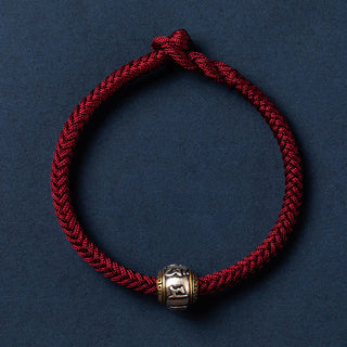 Buddha Gift 925 Sterling Silver Tibet Handmade Om Mani Padme Hum Luck Protection King Kong Knot Braided Bracelet