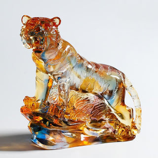 Buddha Gift Handmade Liuli Crystal Tiger Art Piece Protection Home Decoration