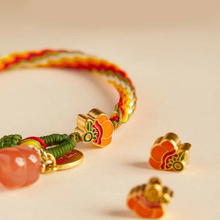 Buddha Gift Persimmon Red Agate Strength Reincarnation Knot Braid String Bracelet