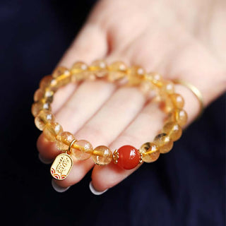Buddha Gift Citrine Red Agate Fortune Charm Bracelet