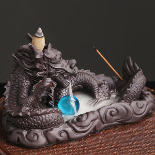 Buddha Gift Dragon Playing Ball Flower Protection Incense Burner Decoration