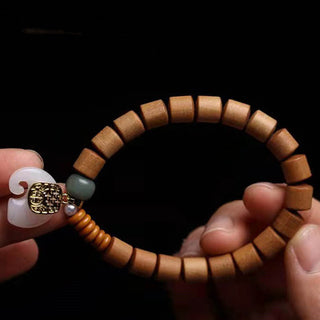 Buddha Gift Sandalwood Jade Elephant Protection Bracelet