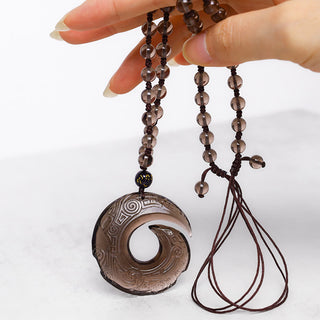 Buddha Gift Natural Black Obsidian Ice Obsidian Strength Necklace Pendant