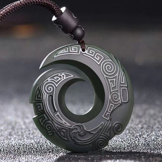 Buddha Gift One's Luck Improves Design Patern Hetian Cyan Jade Peace Buckle Luck Necklace Pendant