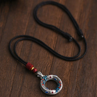 Buddha Gift Koi Fish Peace Buckle Copper Wealth Luck Necklace Pendant