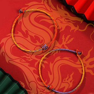 Buddha Gift Handcrafted Colorful Purple Gold Red Braid Rope Bracelet