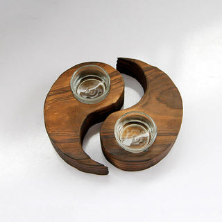 Buddha Gift Yin Yang Wood Candle Holder Meditation Rituals Use Items