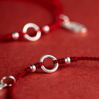 Buddha Gift 925 Sterling Silver Lucky Fortune Peace Joy Lotus Peace Buckle Red String Bracelet