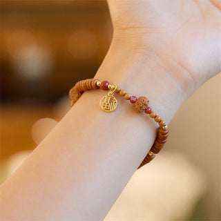 Buddha Gift Tibetan Bodhi Seed Black Onyx Smoky Quartz Om Mani Padme Hum Fu Character Wealth Bracelet