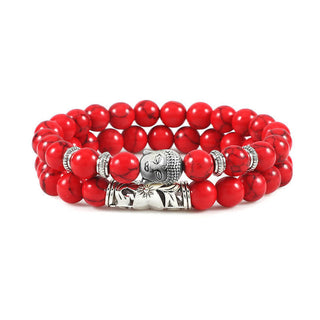 Buddha Gift 2Pcs Natural Crystal Agate Buddha Protection Bracelet