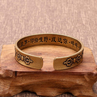 Buddha Gift Tibetan Mahāpratisarā Mantra Sanskrit Copper Brass Healing Bracelet Bangle