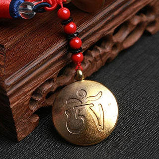 Buddha Gift Tibet Om Mani Padme Hum Prayer Wheel Nine Palace Eight Trigrams Copper Car Hanging Decoration