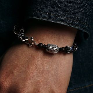 Buddha Gift 925 Sterling Silver Koi Fish Wealth Reincarnation Knot Braid String Bracelet