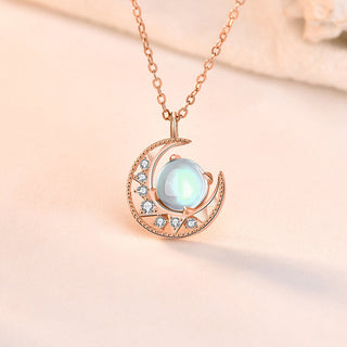 Buddha Gift 925 Sterling Silver Moonstone Moon Pattern Love Necklace Pendant