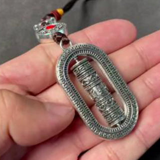 Buddha Gift Tibet Om Mani Padme Hum Prayer Wheel Peace Rotatable Car Hanging Decoration