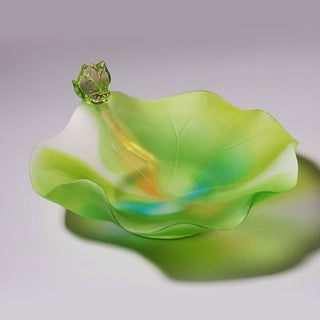 Buddha Gift Feng Shui Lotus Handmade Liuli Crystal Art Piece Home Office Offering Decoration