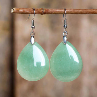 Buddha Gift Natural Aventurine Dangle Healing Drop Earrings