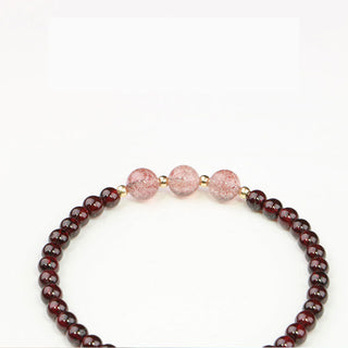 Buddha Gift Natural Garnet Strawberry Quartz Calm Bracelet