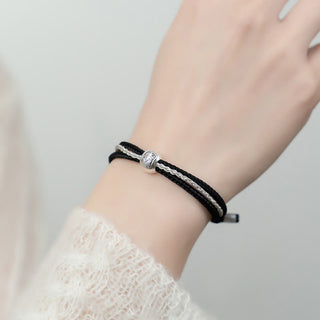 Buddha Gift 925 Sterling Silver Tibetan Zakiram Goddess of Wealth Luck Rope Bracelet