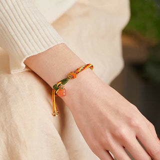 Buddha Gift Persimmon Red Agate Strength Reincarnation Knot Braid String Bracelet