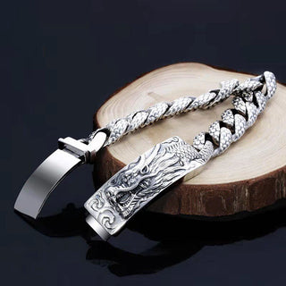 Buddha Gift Retro Dragon Scale Pattern Engraved Protection Bracelet
