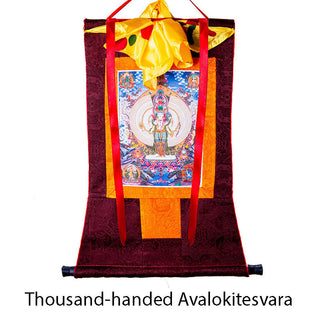 Buddha Gift Tibetan Thousand-handed Avalokitesvara Framed Thangka Blessing Decoration