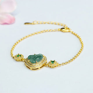 Buddha Gift Laughing Buddha Green Jade Zircon Luck Chain Bracelet