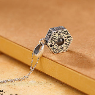 Buddha Gift 990 Sterling Silver Tibetan Om Mani Padme Hum Lotus Love Projection Necklace Pendant