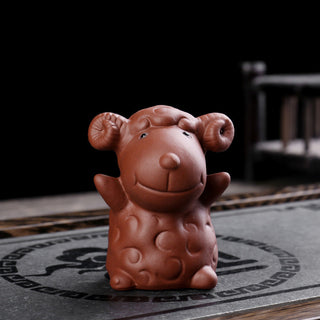 Buddha Gift Chinese Zodiac Purple Clay Wealth Ceramic Tea Pet Home Figurine Decoration