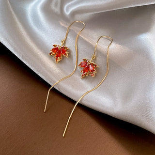 Buddha Gift Maple Leaf Zircon Luck Necklace Pendant Ring Earrings