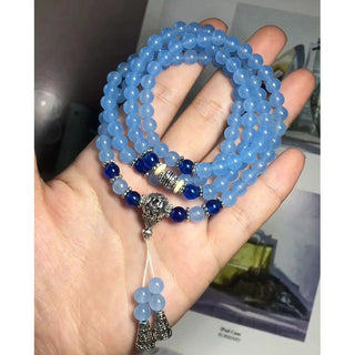 Buddha Gift 108 Beads Blue Crystal Healing Bracelet Mala