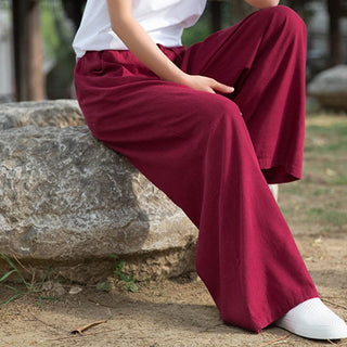 Buddha Gift Plain Wide Leg Pants Dance Women's Yoga Pants With Pockets