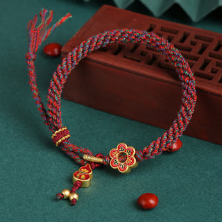 Buddha Gift Handmade Colorful Gourd Flower Protection Braided String Bracelet
