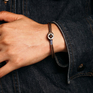 Buddha Gift  925 Sterling Silver Handmade Button Protection Weave String Bracelet