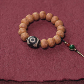Buddha Gift Tibet Bodhi Seed Dzi Bead Peace Charm Wrist Mala Bracelet