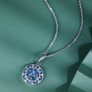 Buddha Gift 925 Sterling Silver Round Turquoise Three Rabbits Balance Necklace Pendant