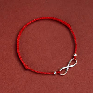 Buddha Gift 925 Sterling Silver Endless Knot Protection Luck Red String Bracelet Anklet