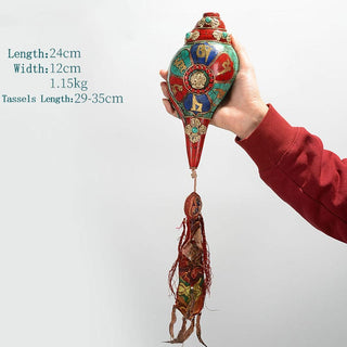 Buddha Gift Tibetan Handmade Shankha Om Mani Padme Hum Buddha Avalokitesvara Turquoise Conch Shell Positive Decoration