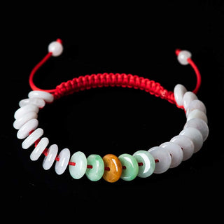 Buddha Gift Round Jade Lucky Red String Weave Bracelet