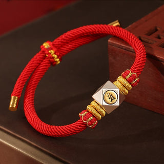 Buddha Gift 999 Sterling Silver Chinese Zodiac Natal Buddha Red Rope Luck Strength Handcrafted Kids Bracelet