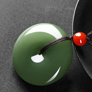 Buddha Gift Natural Round Jade Peace Buckle Prosperity Necklace String Pendant