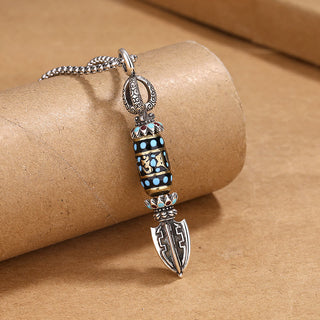 Buddha Gift Tibetan Om Mani Padme Hum Protection Wealth Rotatable Necklace Pendant