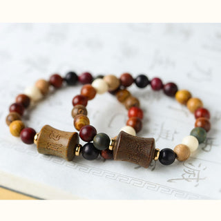 Buddha Gift Tibet Multicolored Sandalwood Om Mani Padme Hum Protection Bracelet