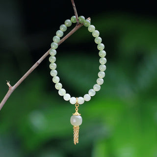 Buddha Gift 925 Sterling Silver Hetian Jade Beaded Wealth Charm Bracelet