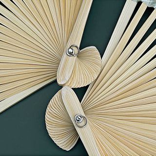 Buddha Gift Lotus Flowers Leaf Koi Fish Handheld Paper Bamboo Folding Fan